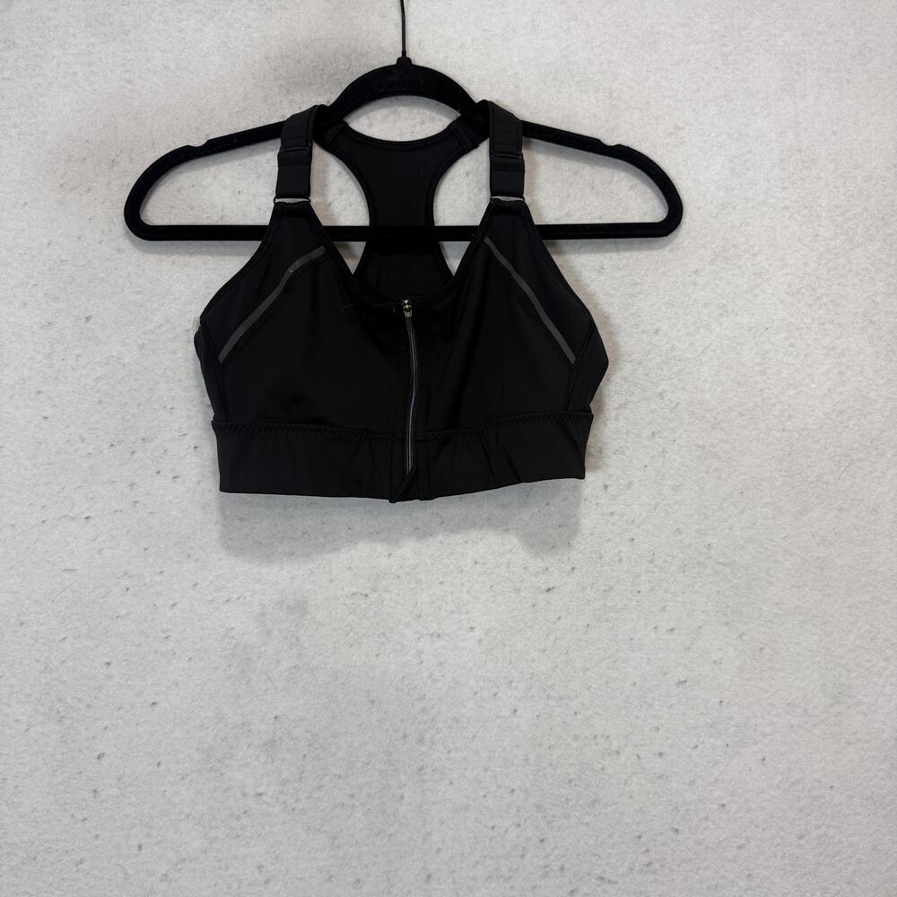 Athleta Sports Bra Womens Small Black Zip Front Racerback High Impact Athletic
